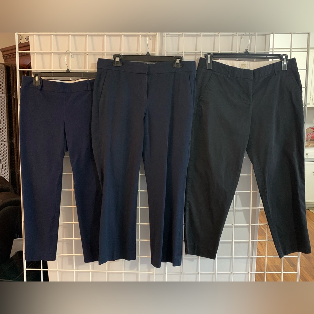 J crew size 8 blue black bundle cropped pants petite pockets 3 pair